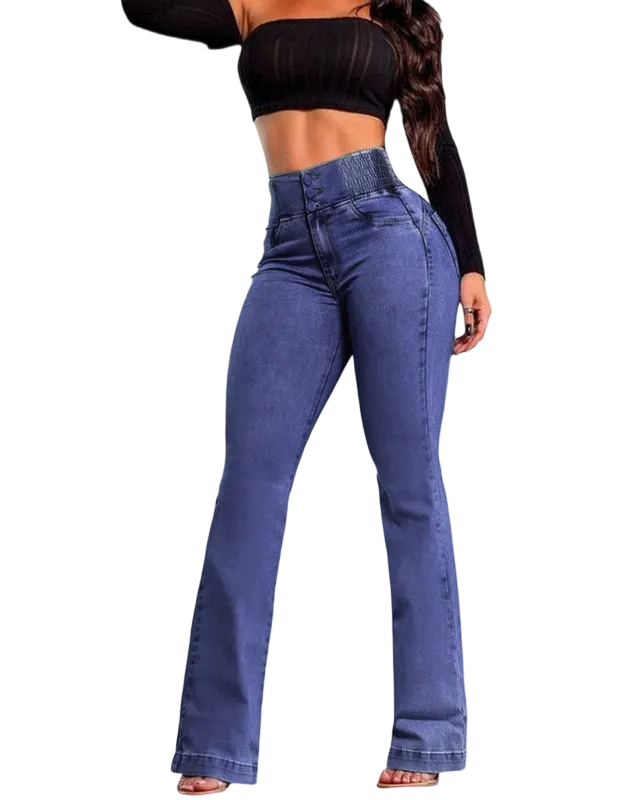 2026 Elastic Waist High Waist Stretch Tights Slightly Flared Hip Lift Denim