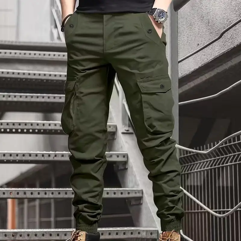 Men's thickened trousers, can be worn with leggings underneath - work pants, multi-pocket outdoor trousers
