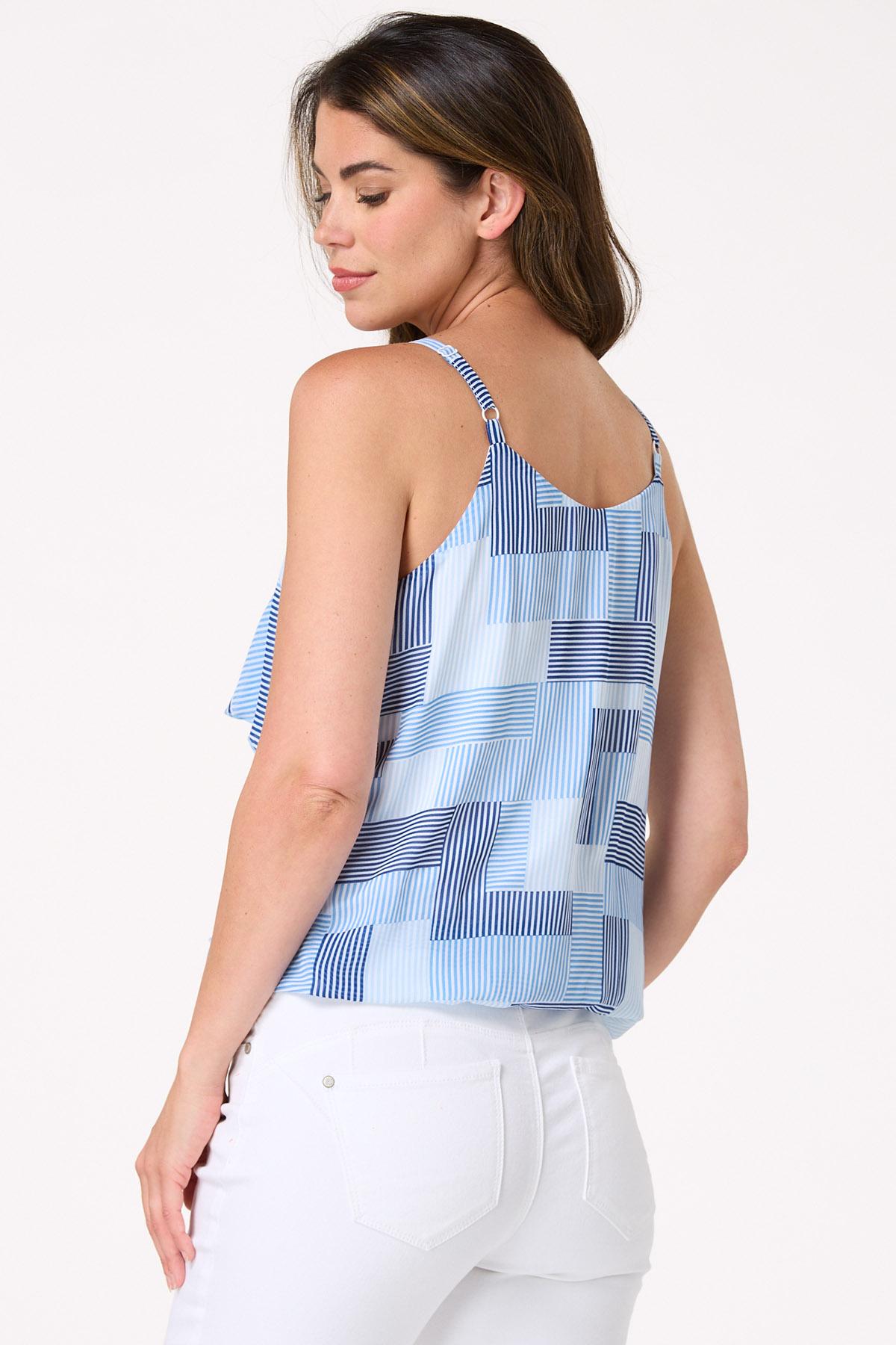 Stripe Ruffled Asymmetrical Cami