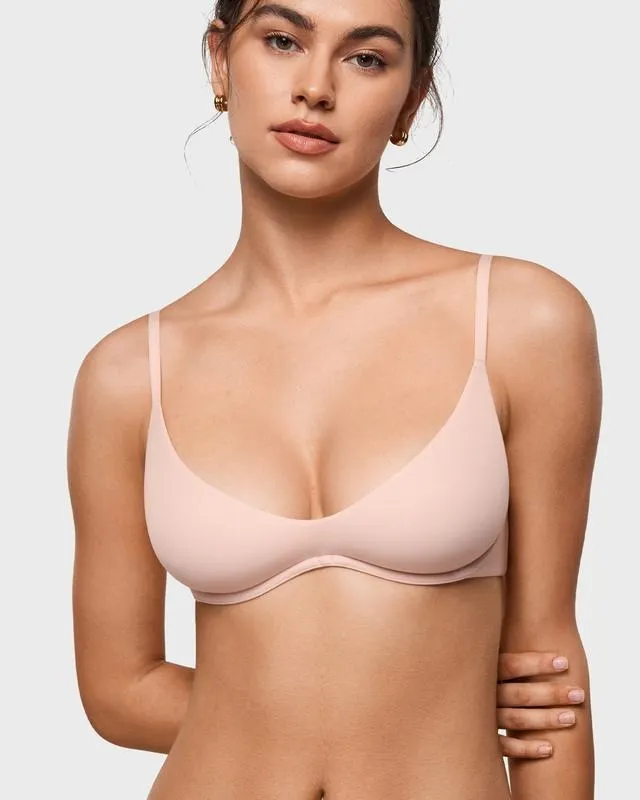 Women's Inbarely Plus Plunge Bra - Unlined Underwire Sexy Demi Balconette Bras