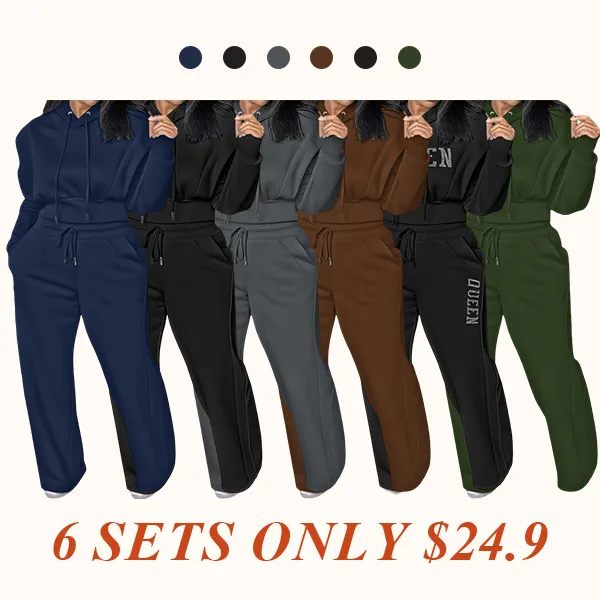 Hooded Long Sleeve Sweatshirt and Casual Wide Leg Sweatpants Set