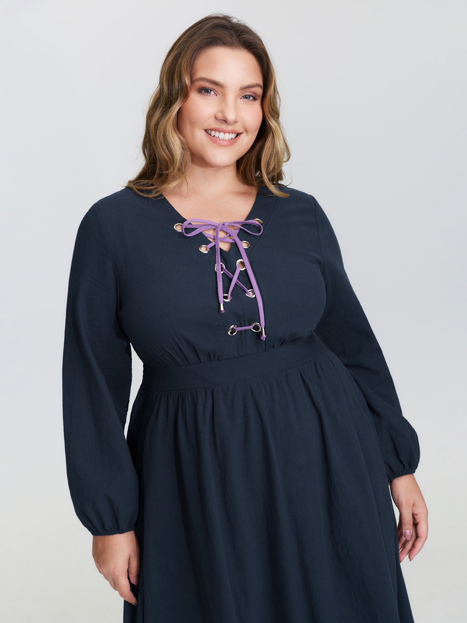 Pure Cotton Cross-Tie Neckline Midi Dress