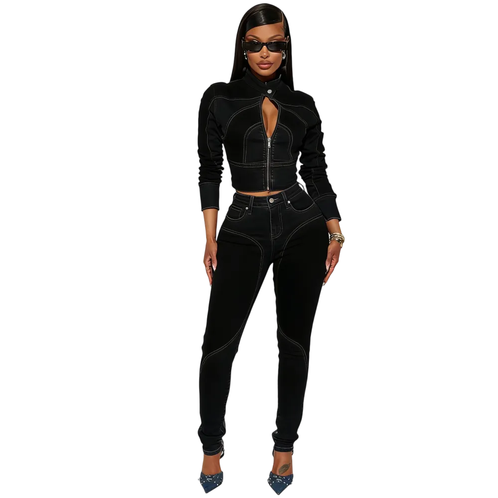 Women's Two Tone Denim Set