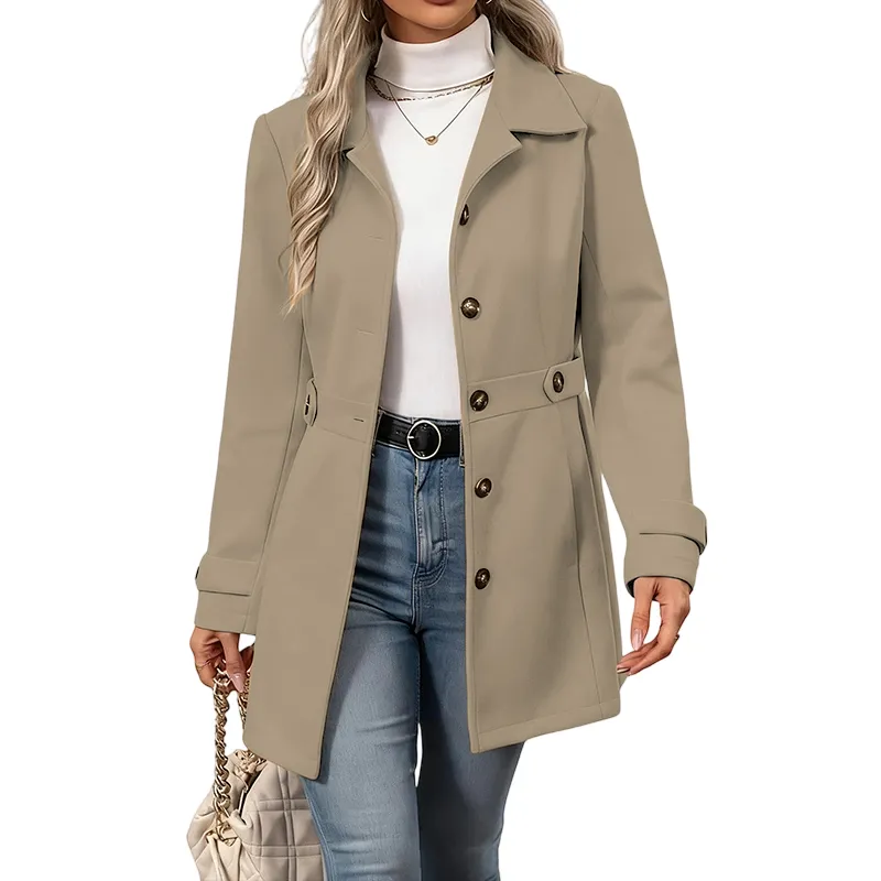 Women's Elegant Overcoat Notched Shawl Collar Single Breasted Outerwear Winter Long Coat