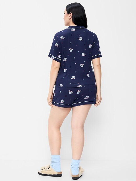 Sunday Sleep Knit Jersey Short Set Blue Bouquet