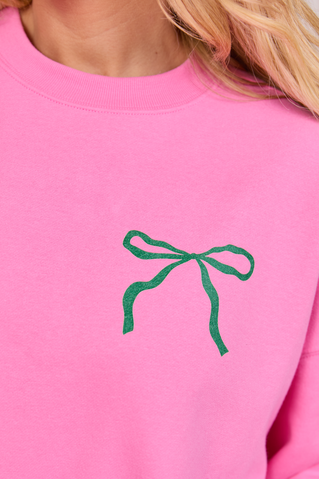 Bow Guest Check Pink Graphic Sweatshirt