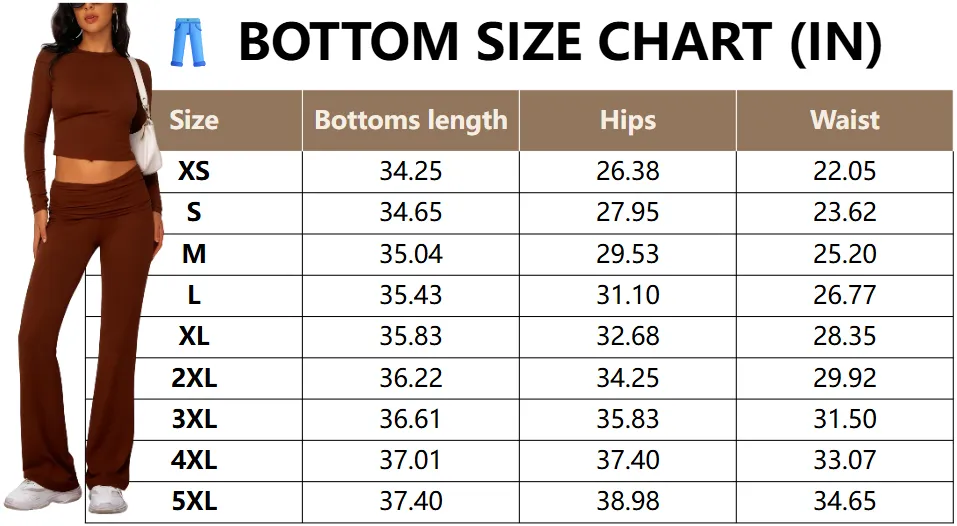 Casual Longsleeves Crop Tee & Fold Over Waist Flare Leg Pants Set