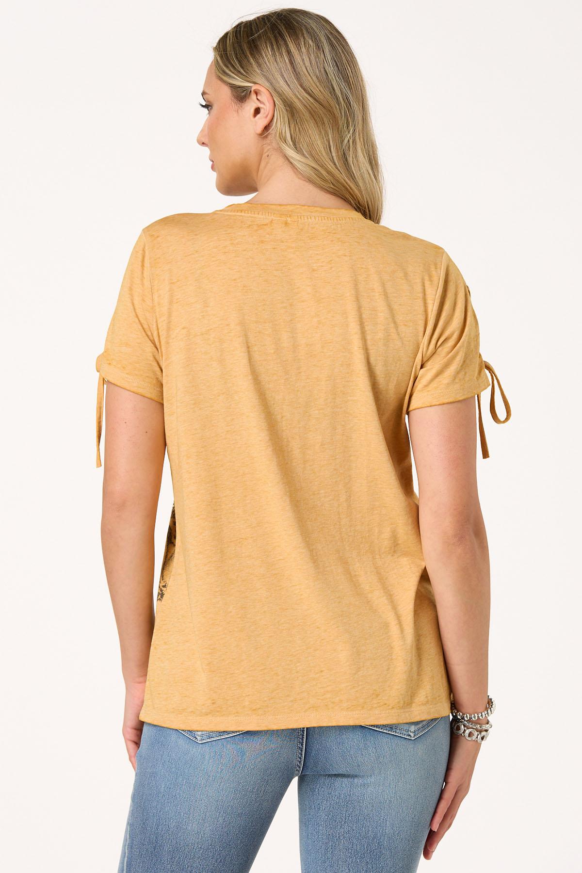 Embellished Lace Up Sleeve Tee