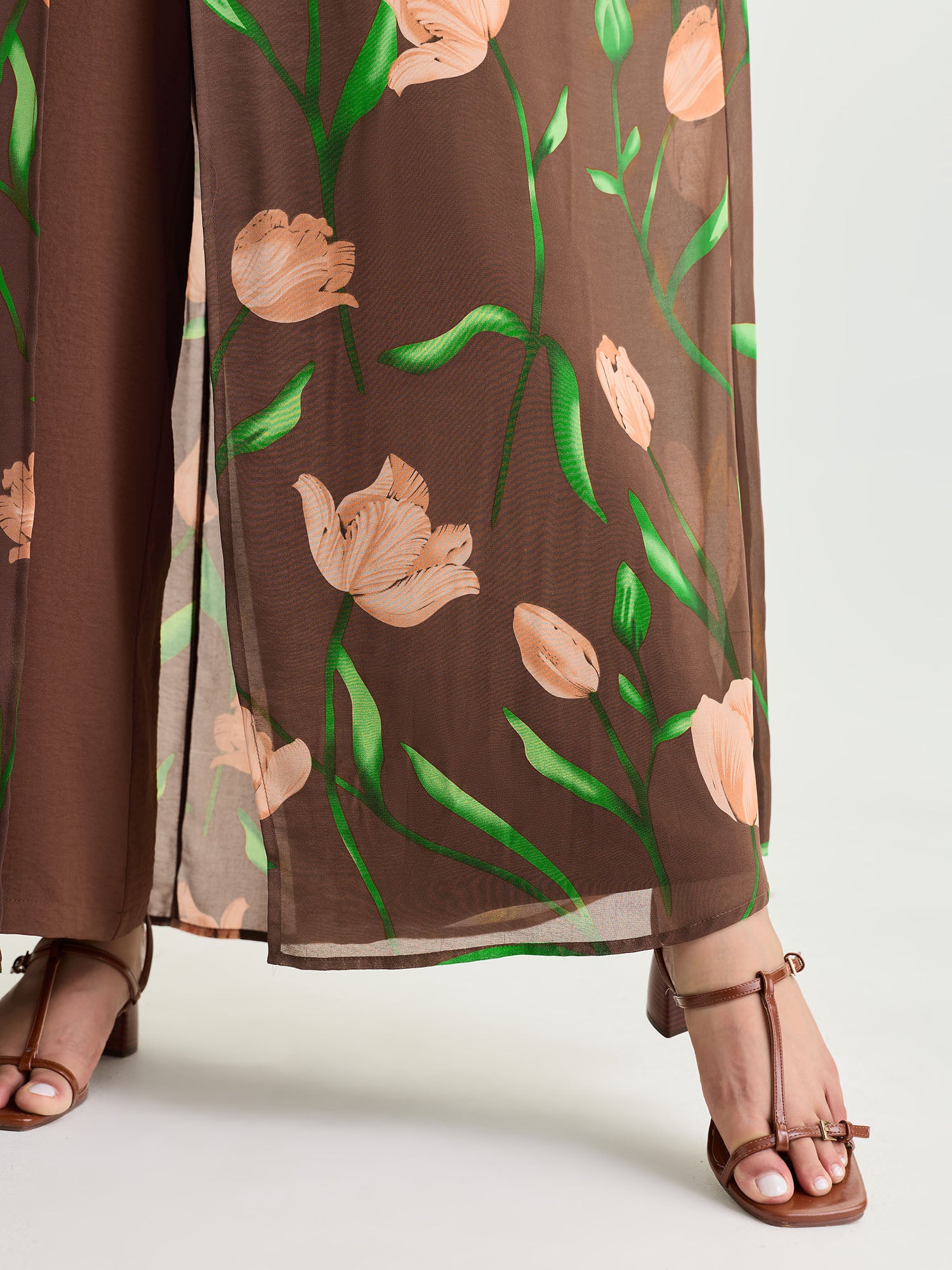 Hidden Zipper Floral Layered Pockets Jumpsuit