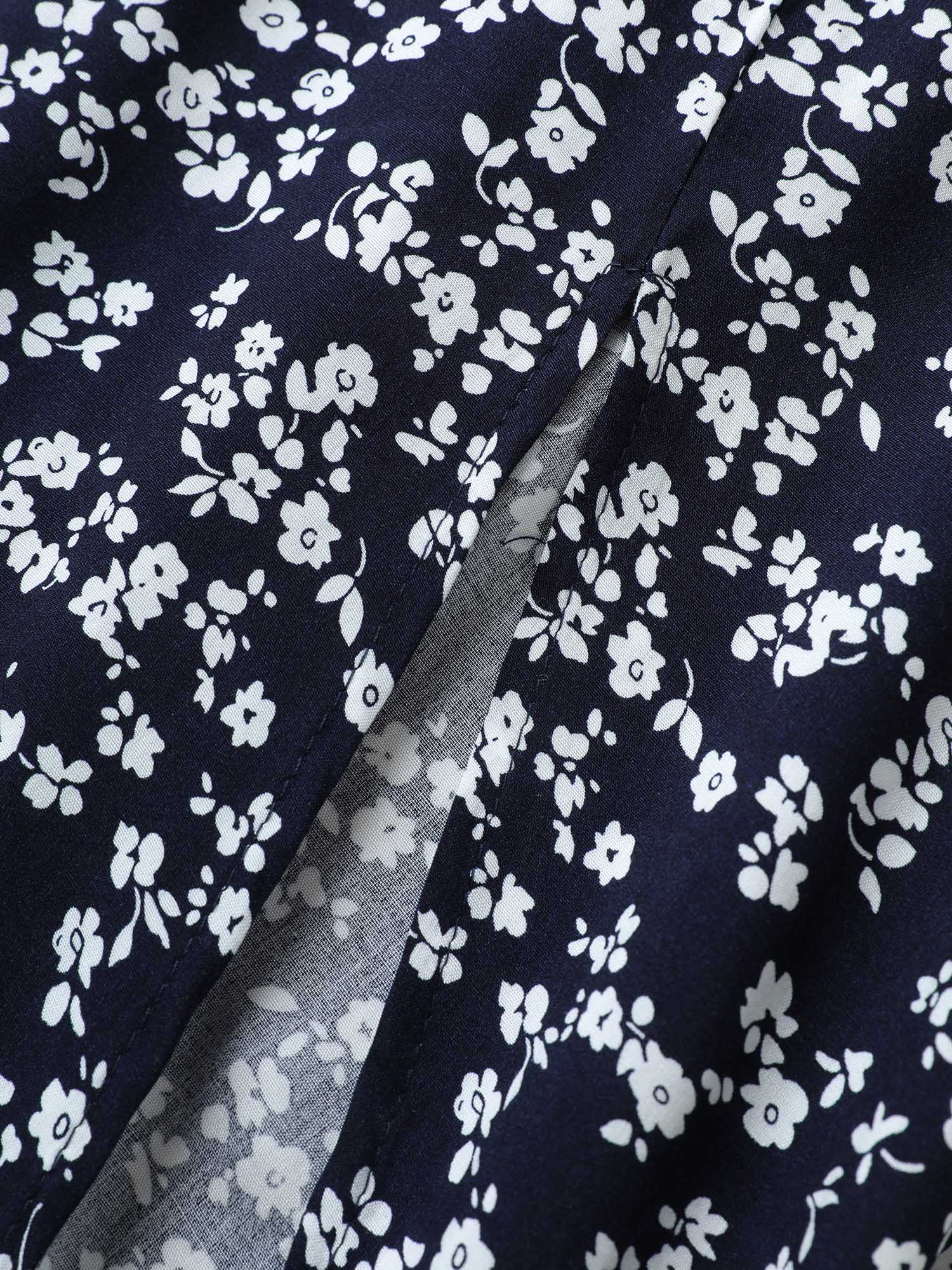 Bloom Dress - Flutter Sleeve Ditsy Floral Pocket Split Maxi Dress