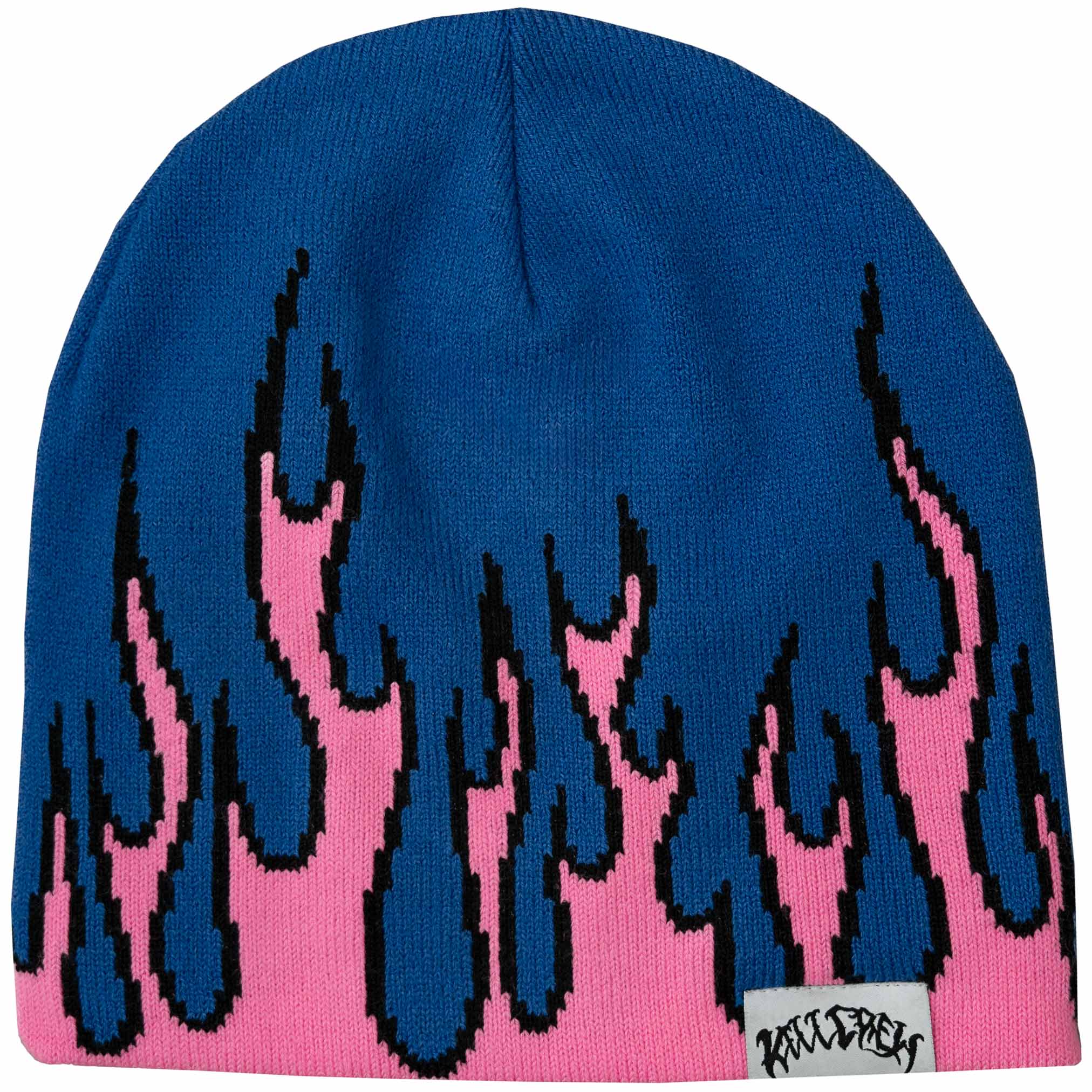 FLAME SKULL CAP BEANIE - BLUE / PINK