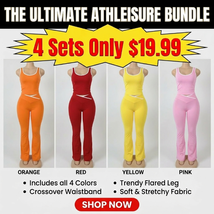 Women's Chic Colorblock Sleeveless Tank & High-Waisted Flared Leggings Set