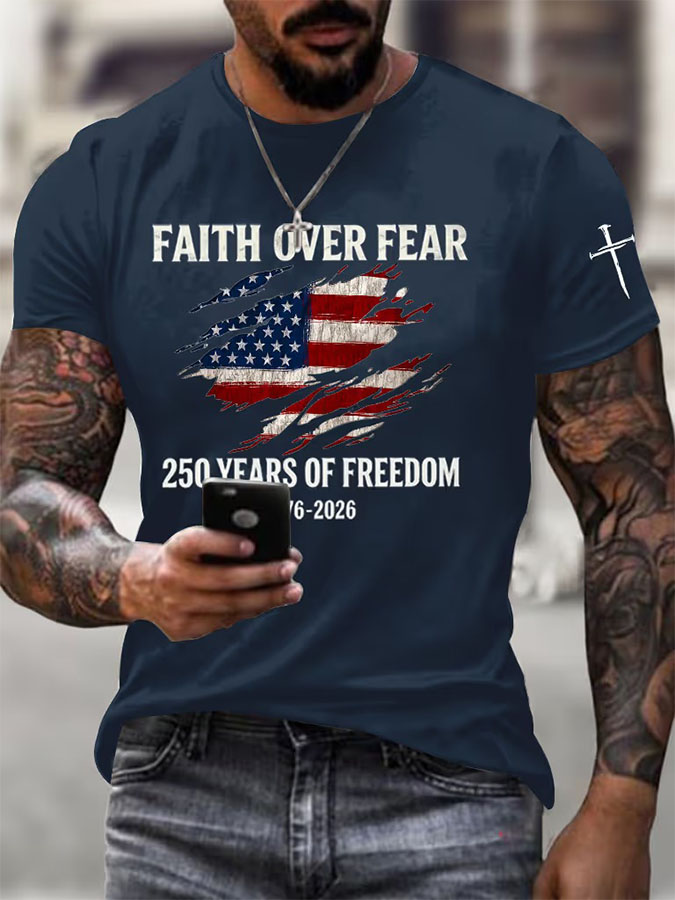 Men'S American Flag Commemorative 250Th Anniversary Classic Pattern Short Sleeve T-Shirt