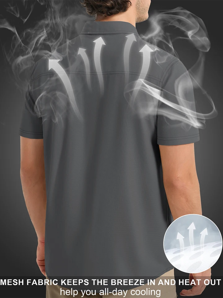 MAGCOMSEN UV Block Fishing Shirts Mens Short Sleeve UPF 50+ Sun Protection Button Shirt Quick Dry Breathable Shirt Hiking Safari