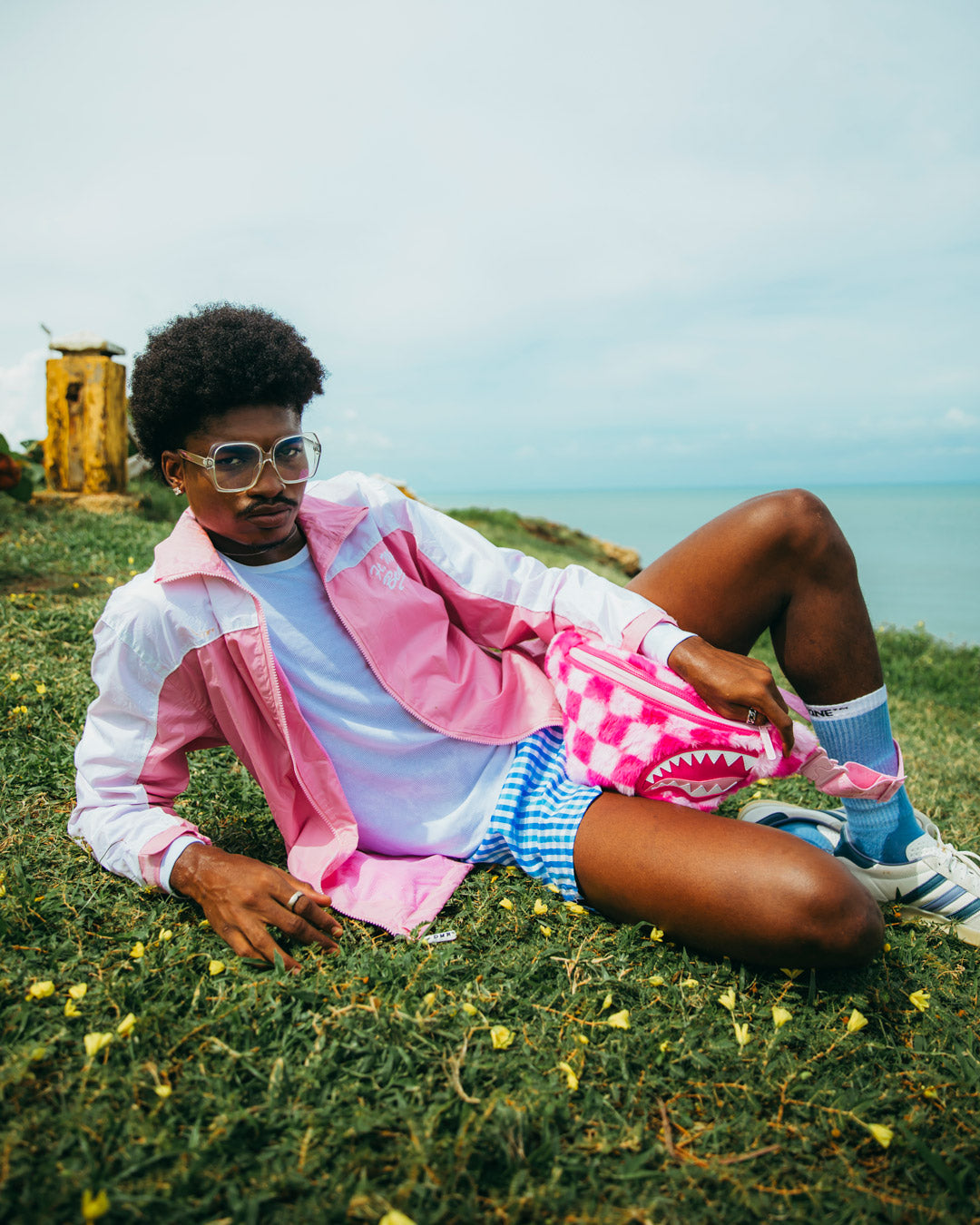 FURZILLA SHARK (PINK CHECK) SAVVY CROSSBODY