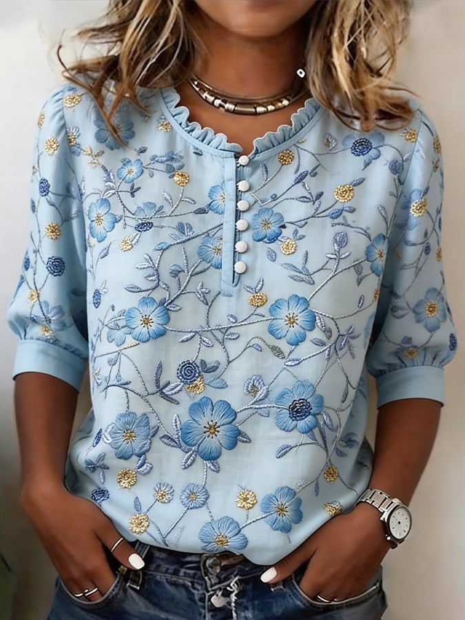 Women's elegant floral print top- Fast Shipping