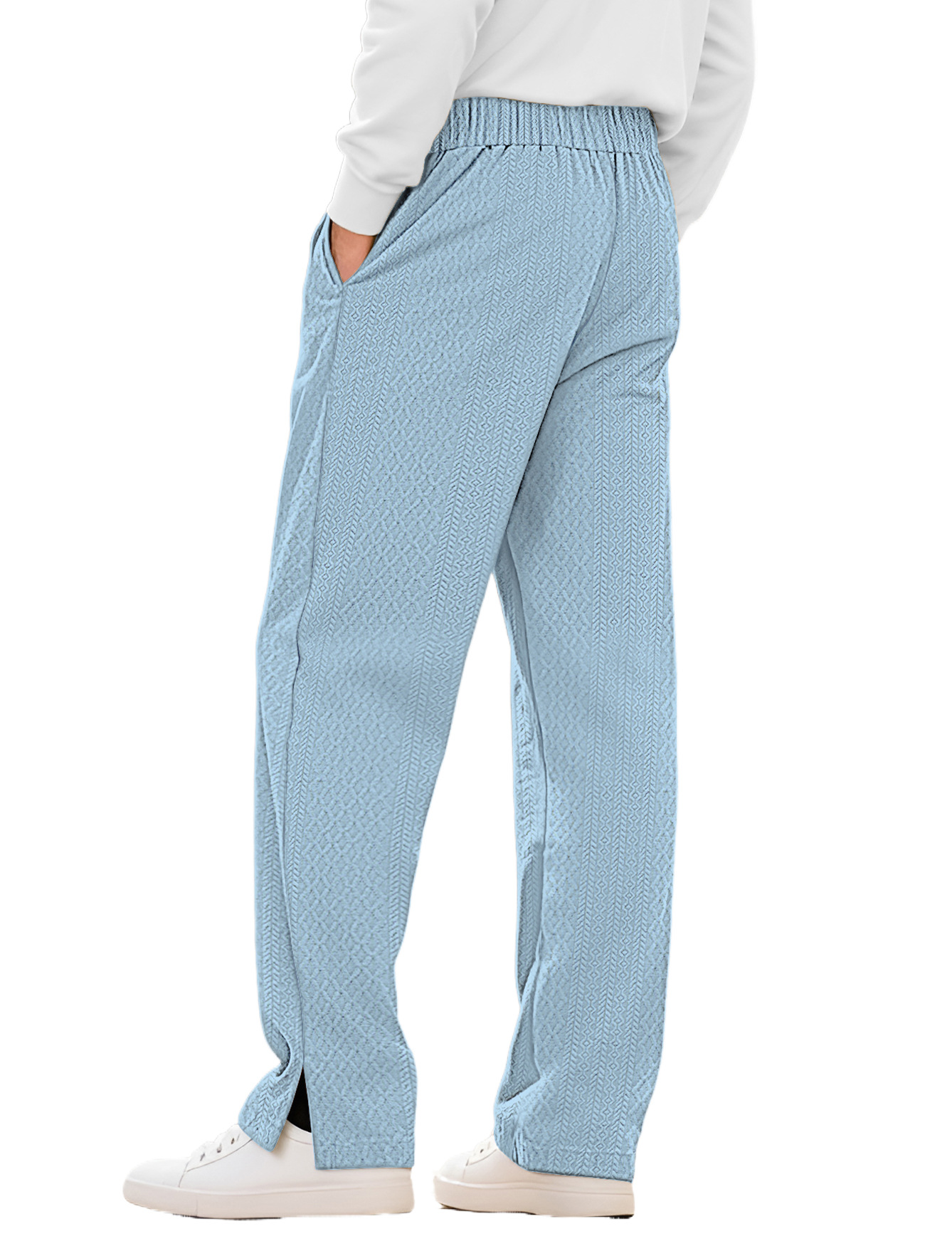 Men's Waffle Drawstring Sportswear Straight Pants