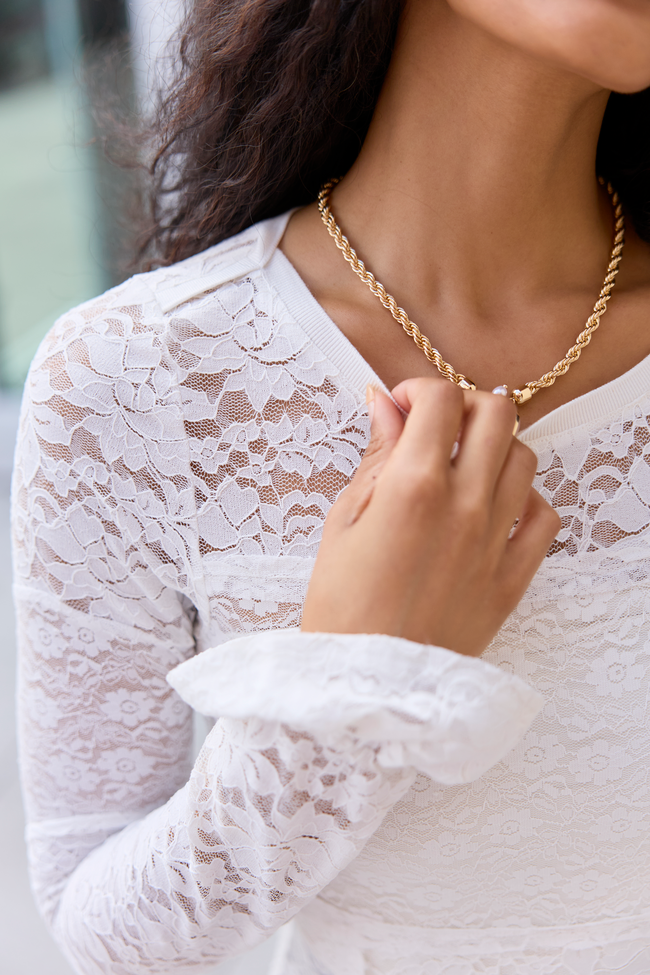 Trinity Ivory Lace Mesh Top