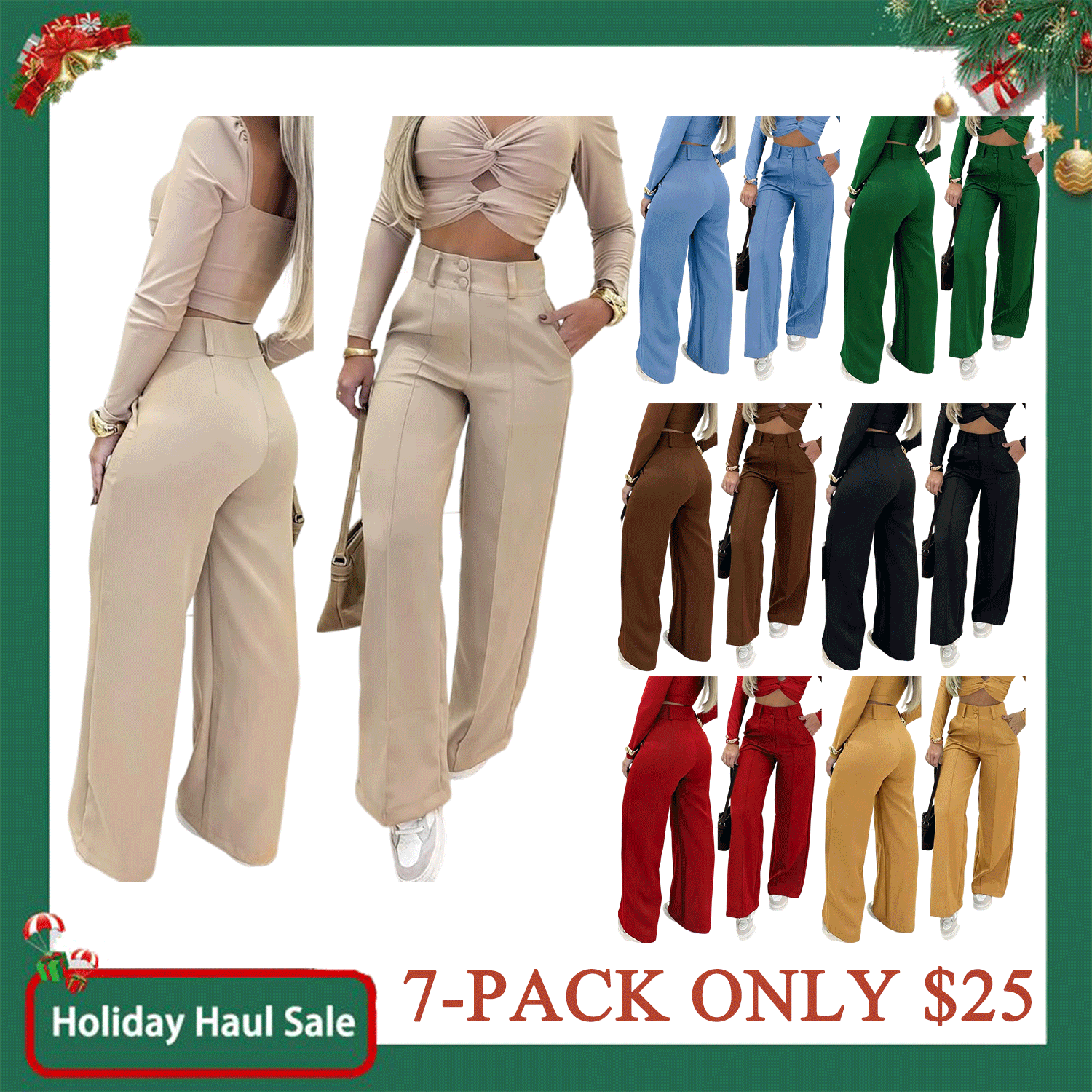 The Effortless Double-Button Trouser - Women's Versatile Wide-Leg Pant