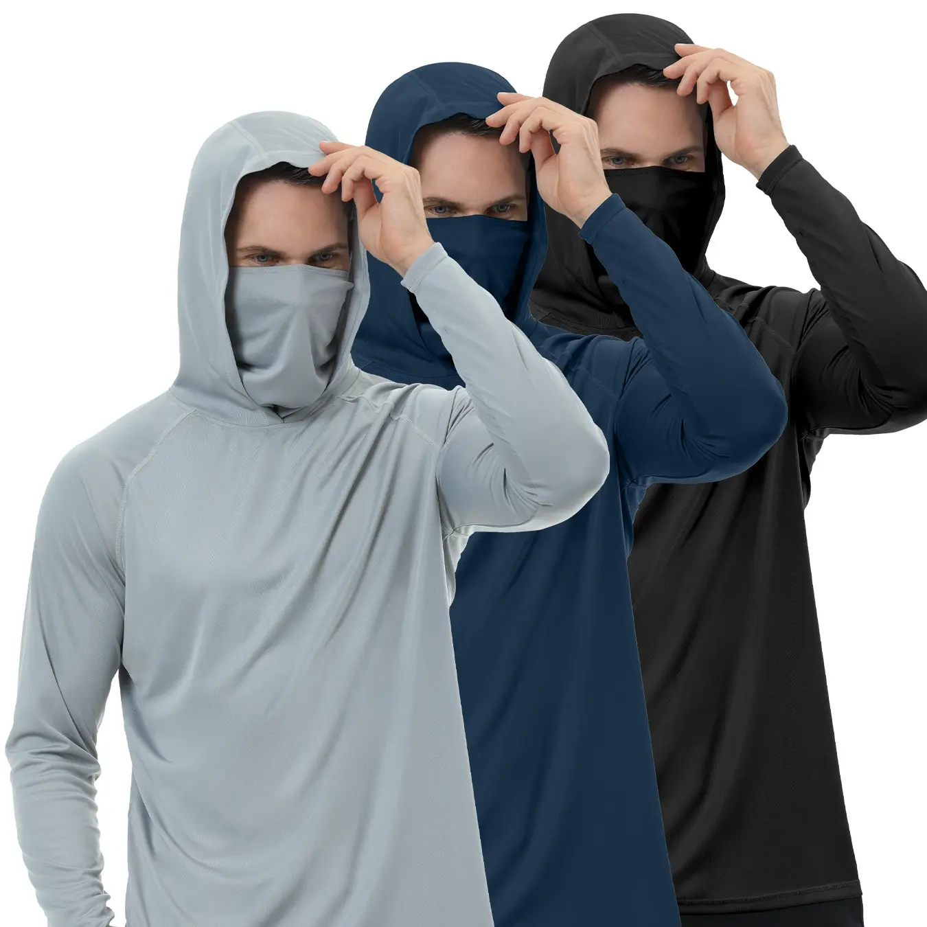 5 Pack Men's Athletic Hoodies Long Sleeve Fishing Shirts for Men Shirts Lightweight Rash Guards gym outfits workout tops gym shirts