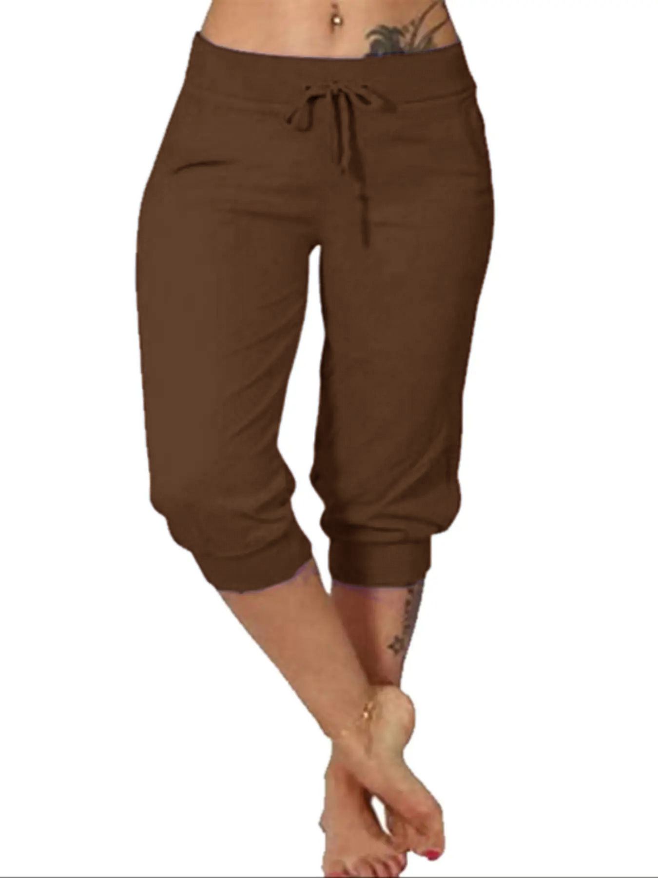 Women’s Plus Size Capri Pants – Casual Comfy Summer Cropped Trousers