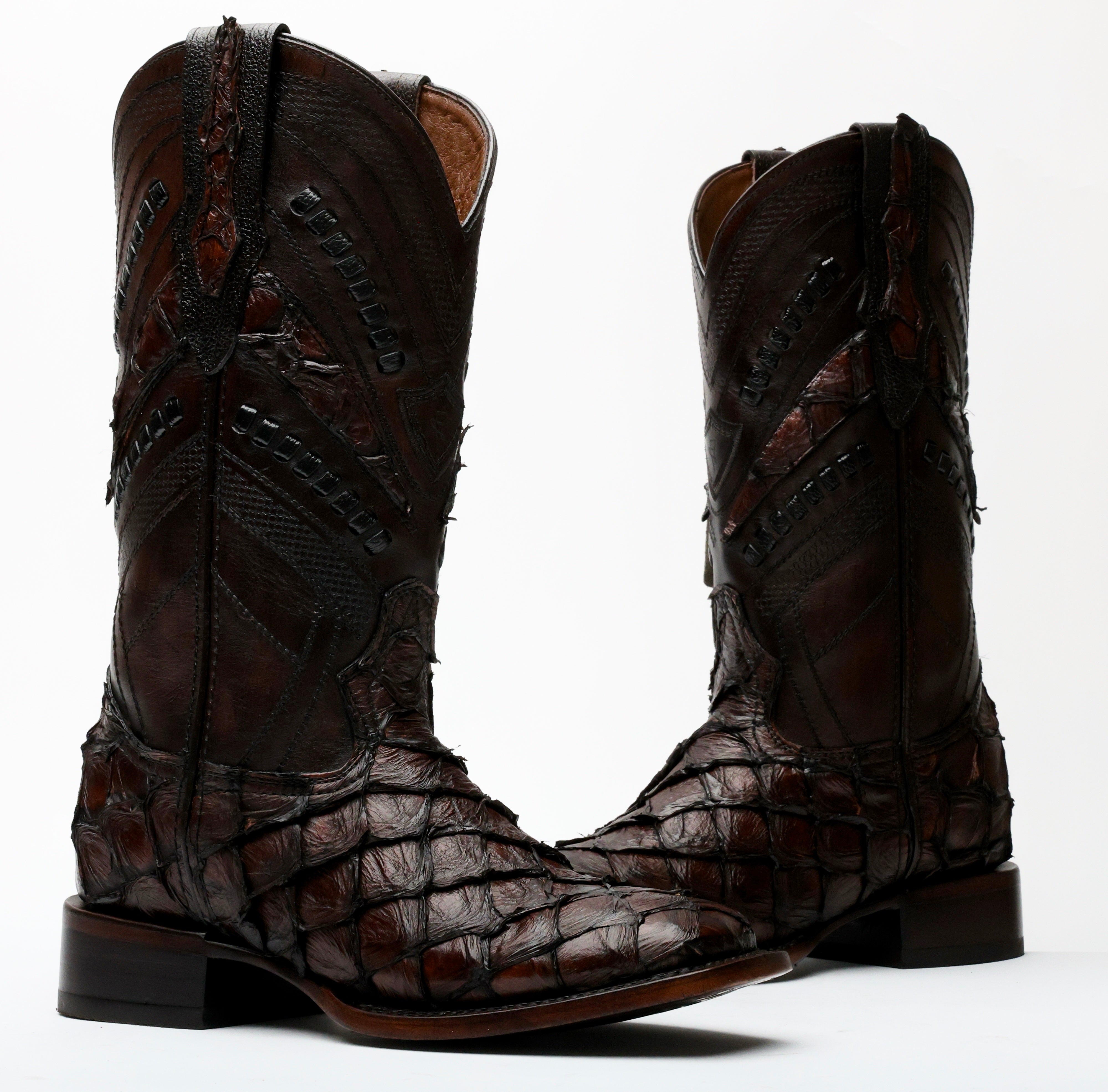 AUTHENTIC Brown Pirarucu Boots - Square Toe