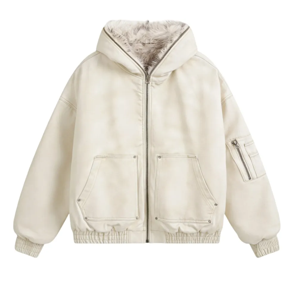 Hooded Zippered Flight Jacket