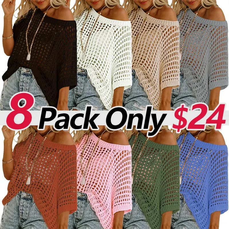 Women's Crochet Hollow-Out Beach Cover-Up & Casual Top