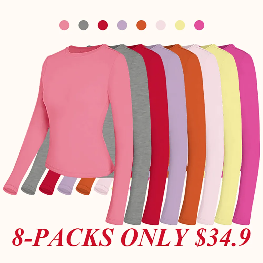 Women's Long Sleeve Shirts Basic Crop Tops