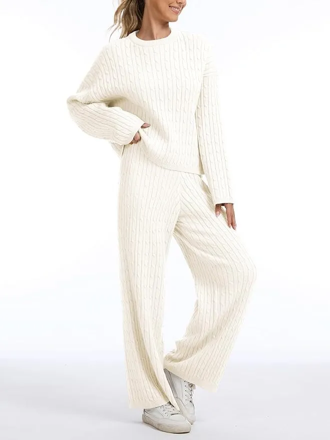Women's Cable Knit Sweater Lounge Set