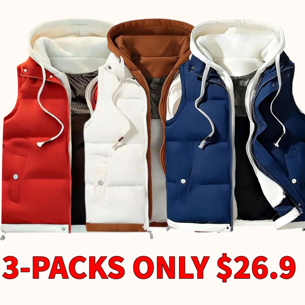 Men's hooded color-block quilted vest