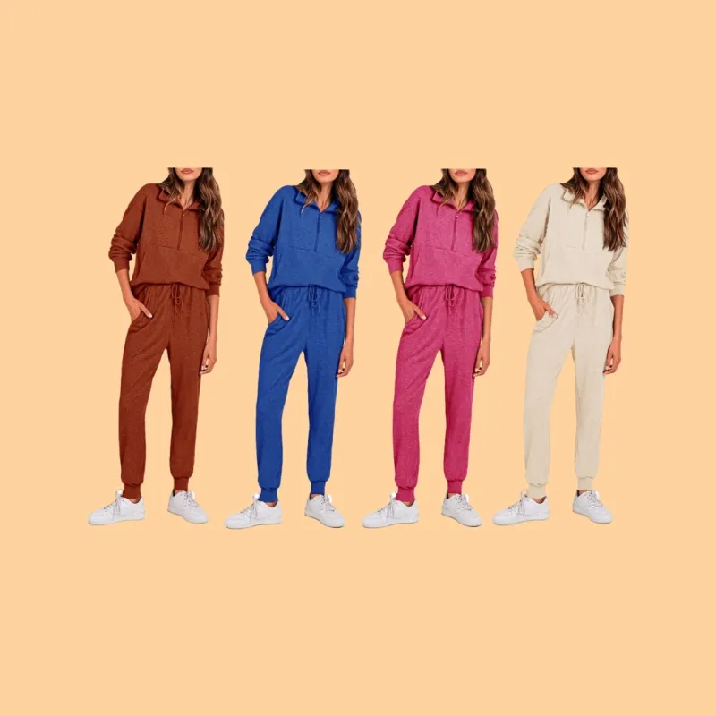 Women’s 2-Piece Half Zip Pullover & Jogger Pants Set