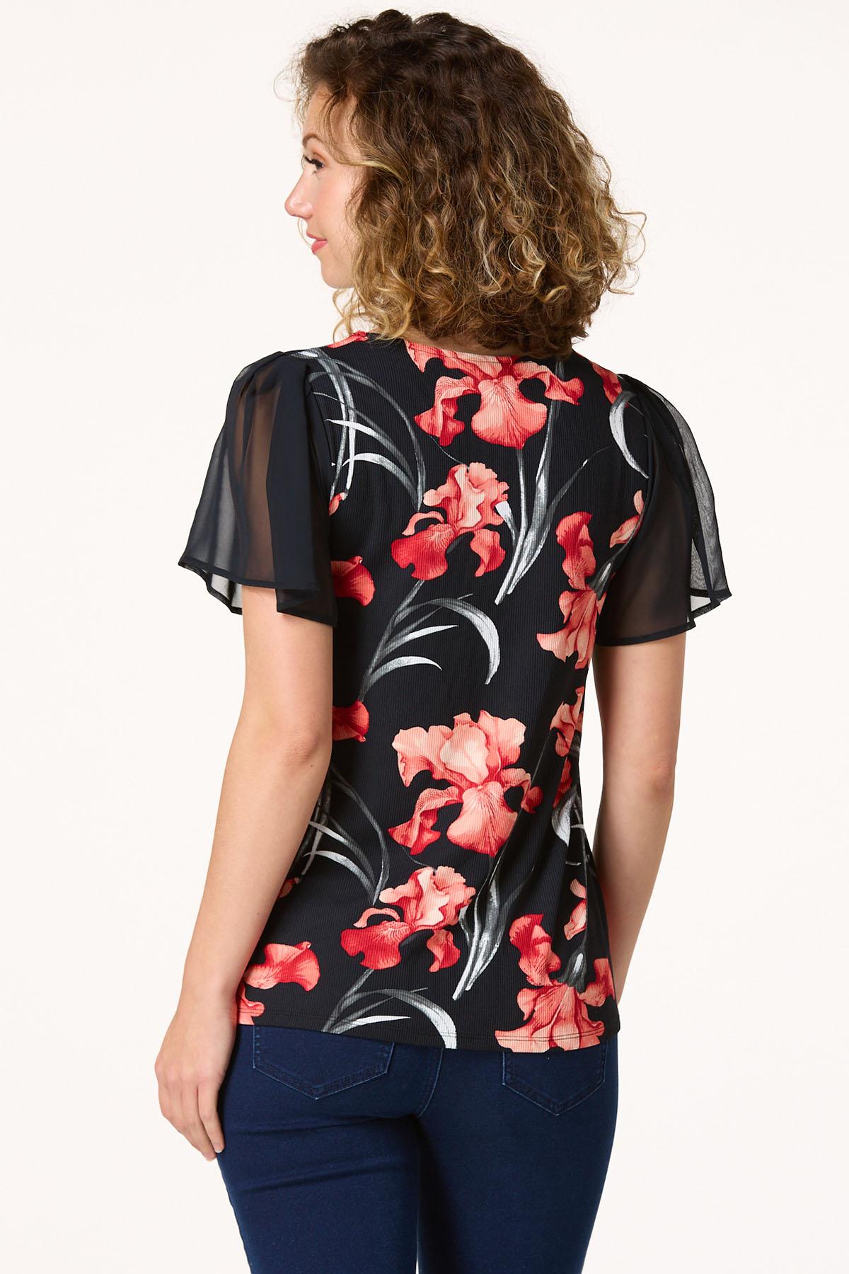 Ribbed Tropical Floral Top