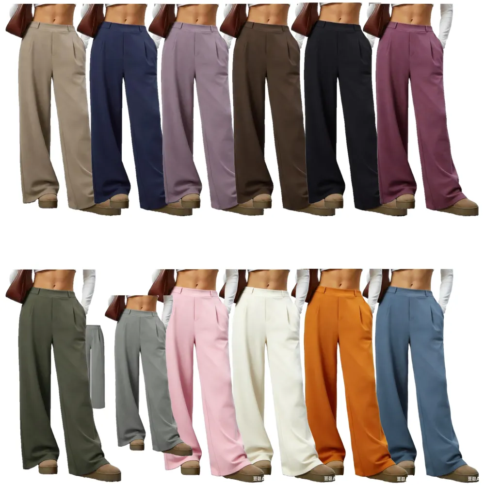 These women's casual straight-leg loose-fitting trousers are made from a soft, skin-friendly, and elastic fabric.
