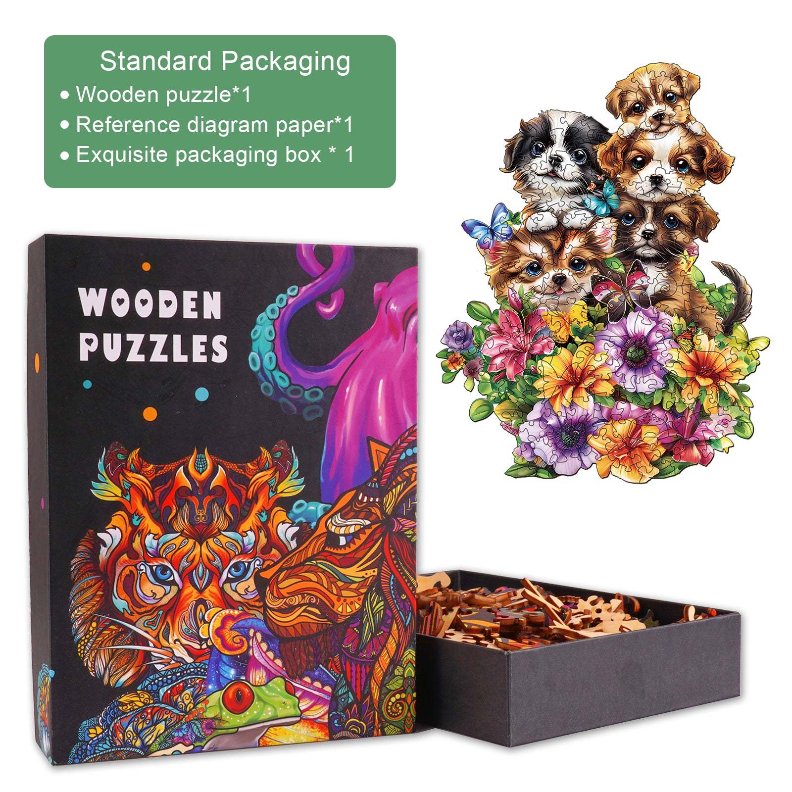 Cute Dogs Wooden Jigsaw Puzzle