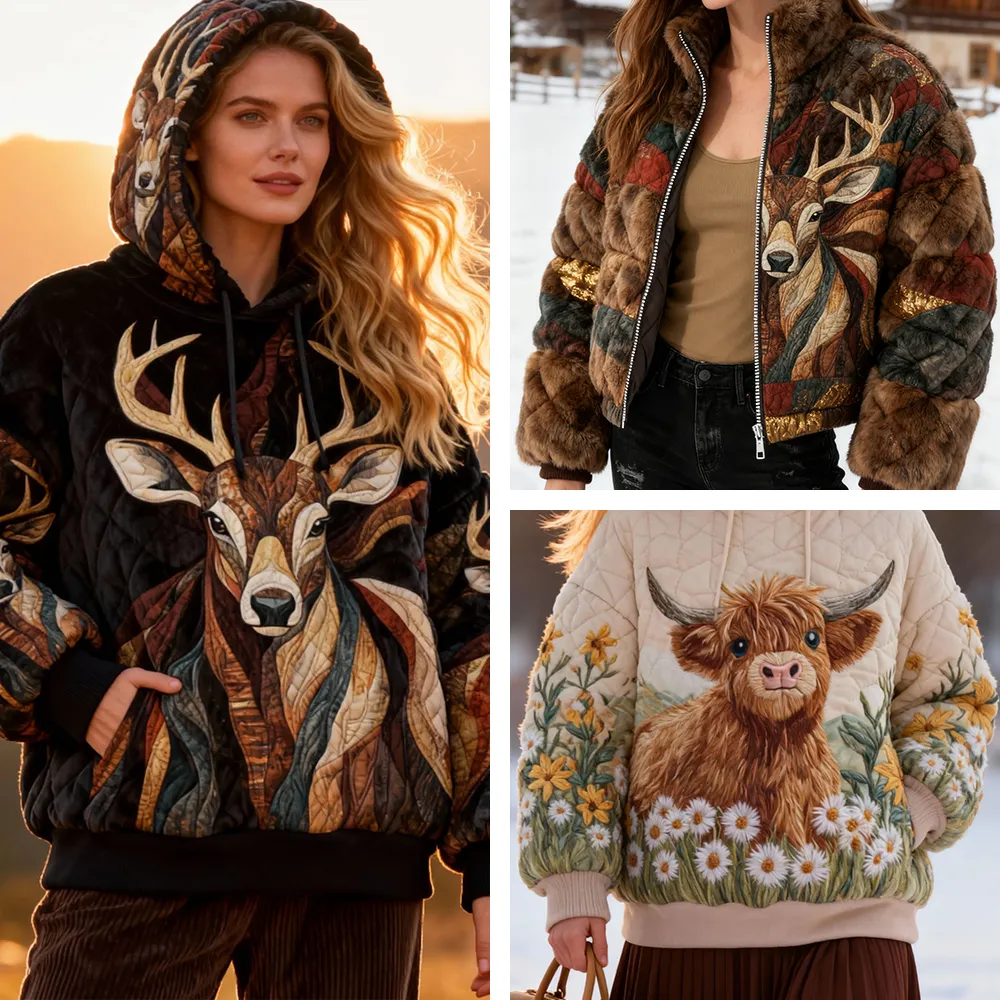 3 PCS $17.97 Women's Artistic Animals Line Knit Hooded Sweater