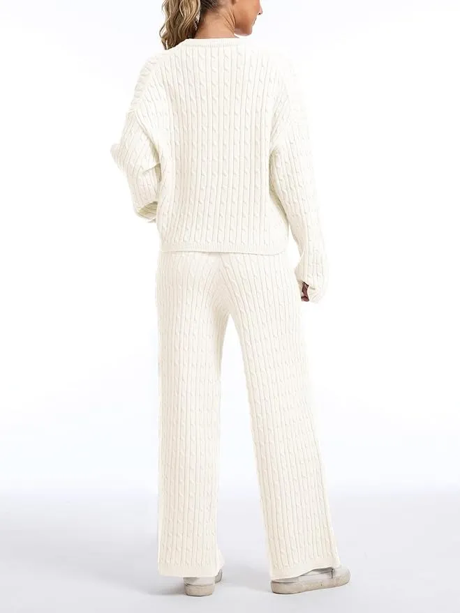 Women's Cable Knit Sweater Lounge Set