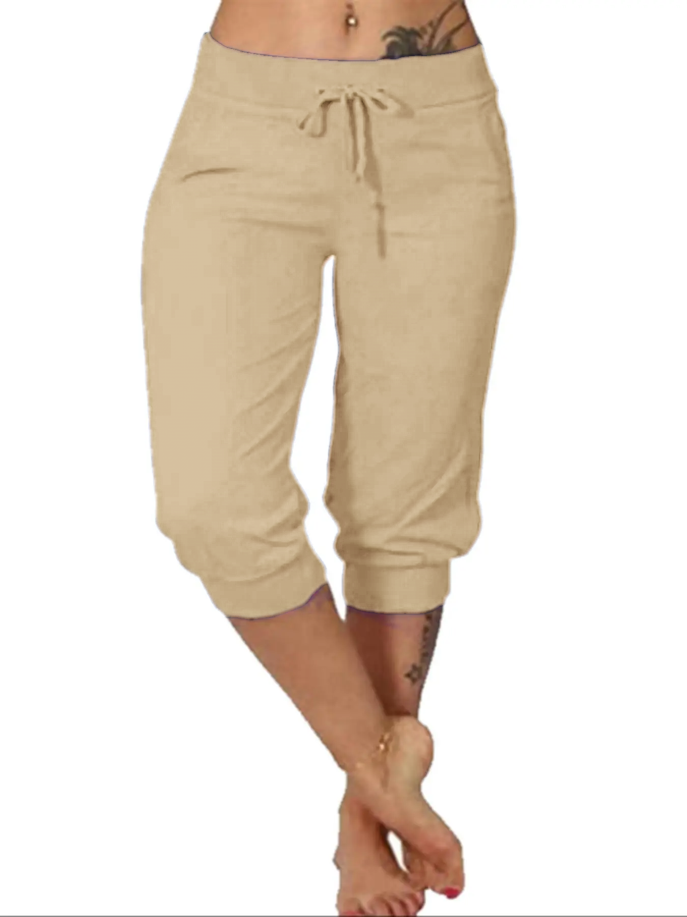 Women’s Plus Size Capri Pants – Casual Comfy Summer Cropped Trousers