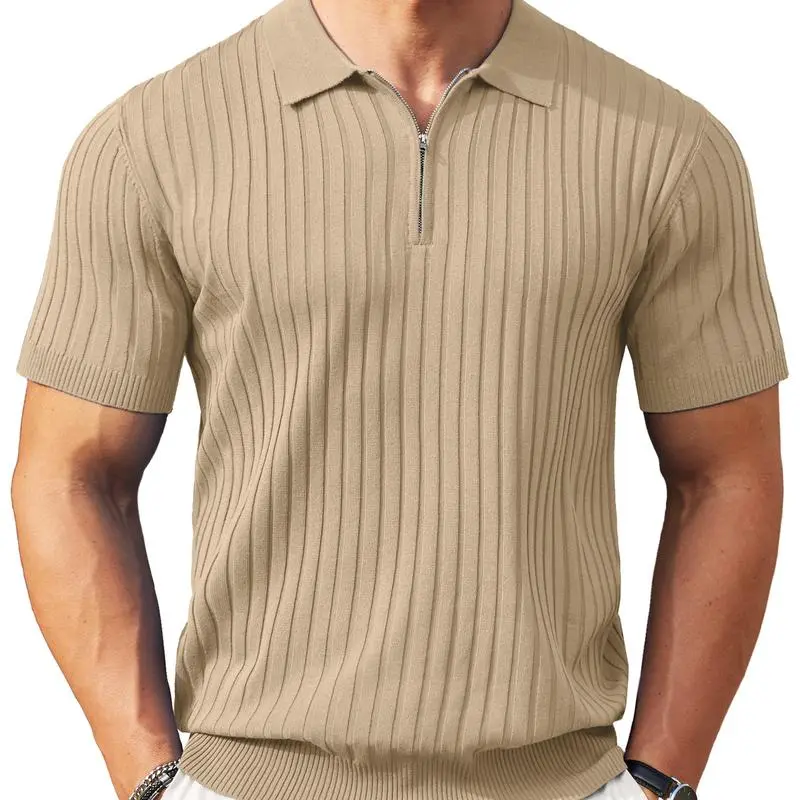 New York Fashion Week Men's Zip-Up Short-Sleeve Polo Shirt