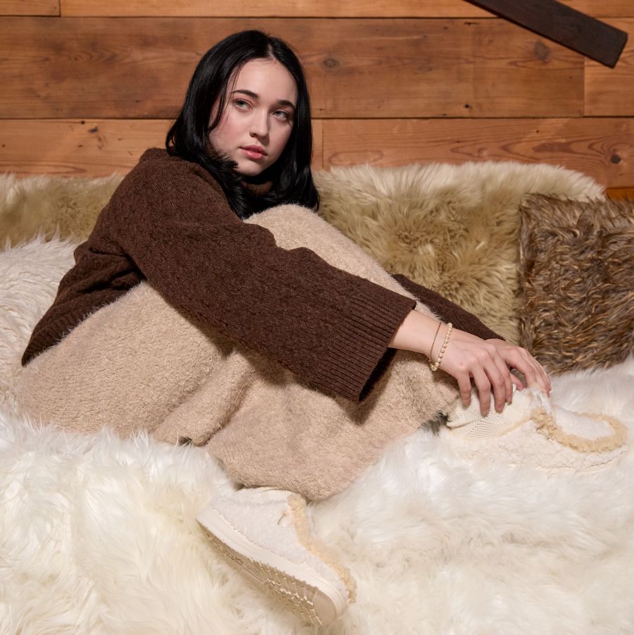 Wendy Slipper - Egret/Wood Ash