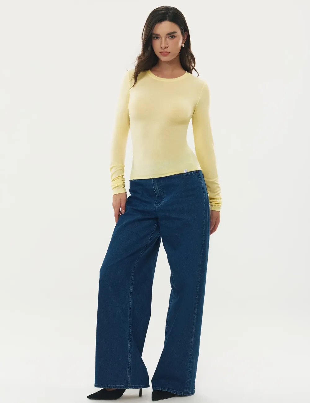 Women's Merino Wool Blend Long-Sleeved Crew Neck Top