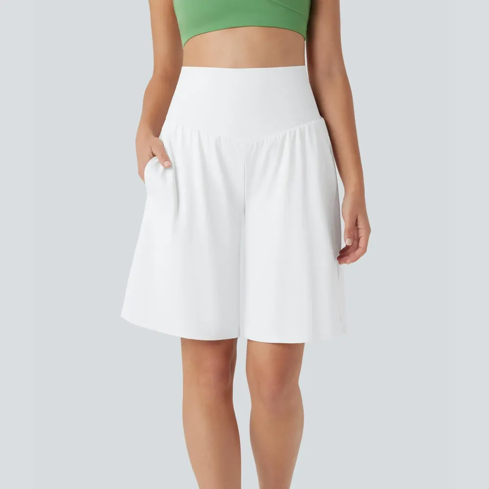 Airy High Waisted Pockets Cool Touch Yoga Bermuda Shorts