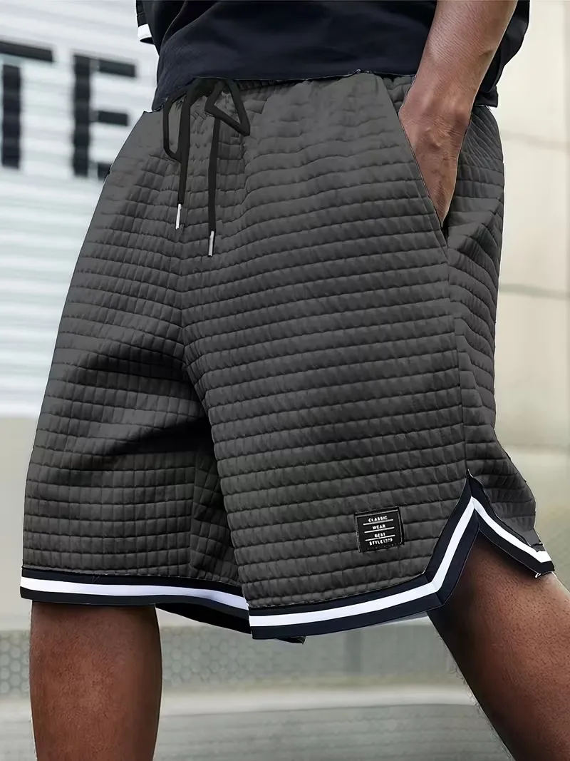 Men's Waffle Knit Shorts - Elastic Drawstring Waist Casual Summer Shorts with Stretch