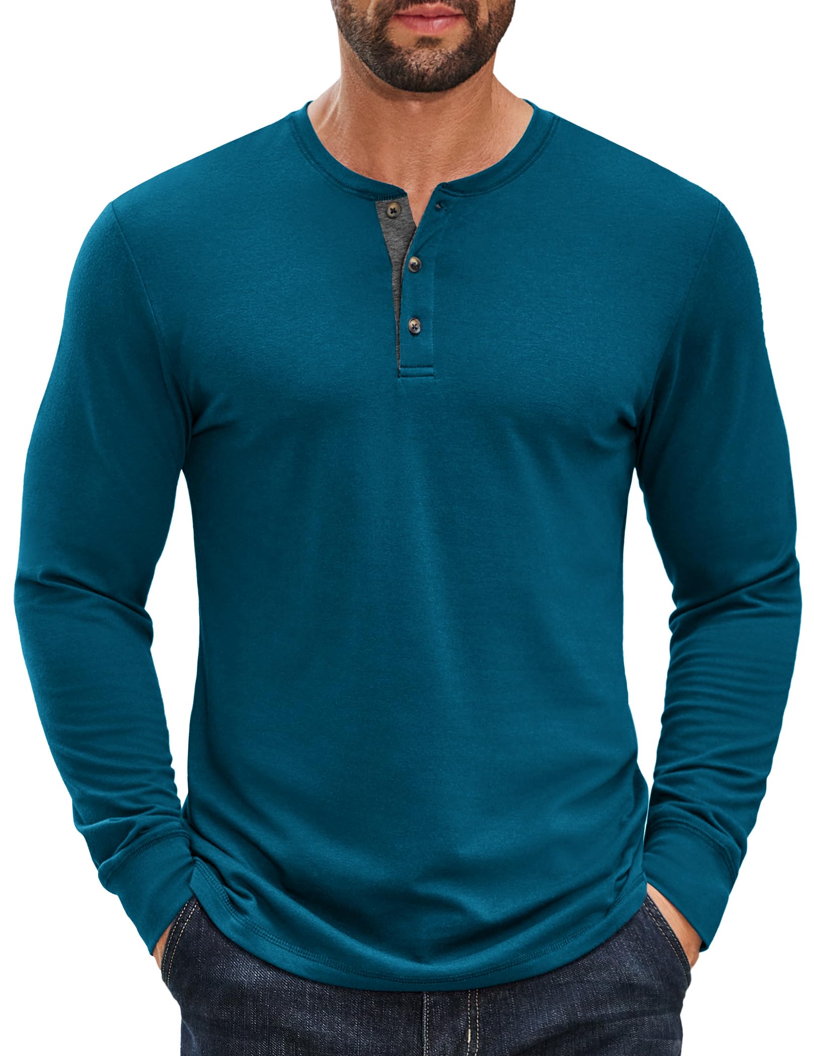 Men’s Classic Cotton Henley Long Sleeve