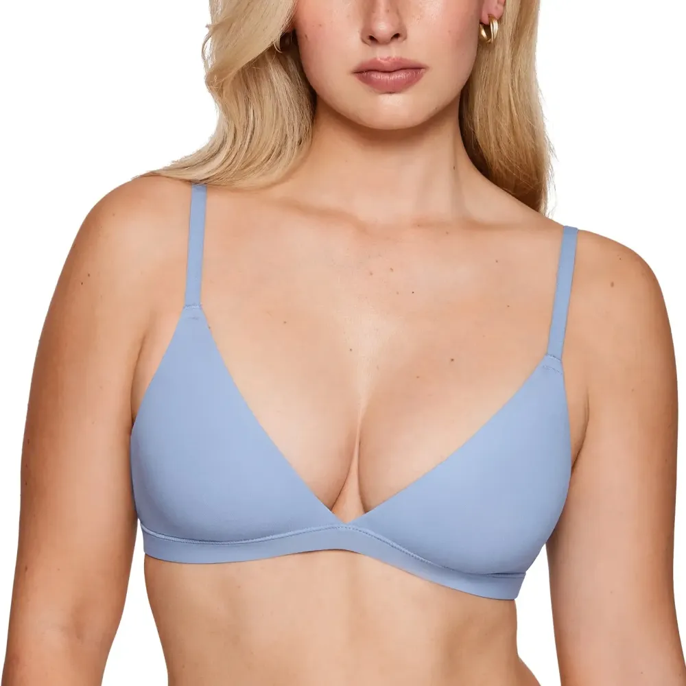 Women's Inbarely Triangle Bralette Plunge Unlined Seamless Bra No Underwire Sexy Comfortable