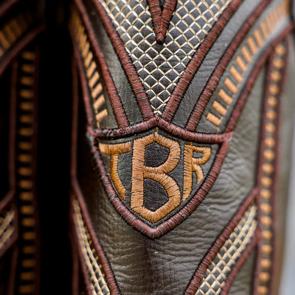 Chocolate Brown Ostrich Leather Boots - Square Toe