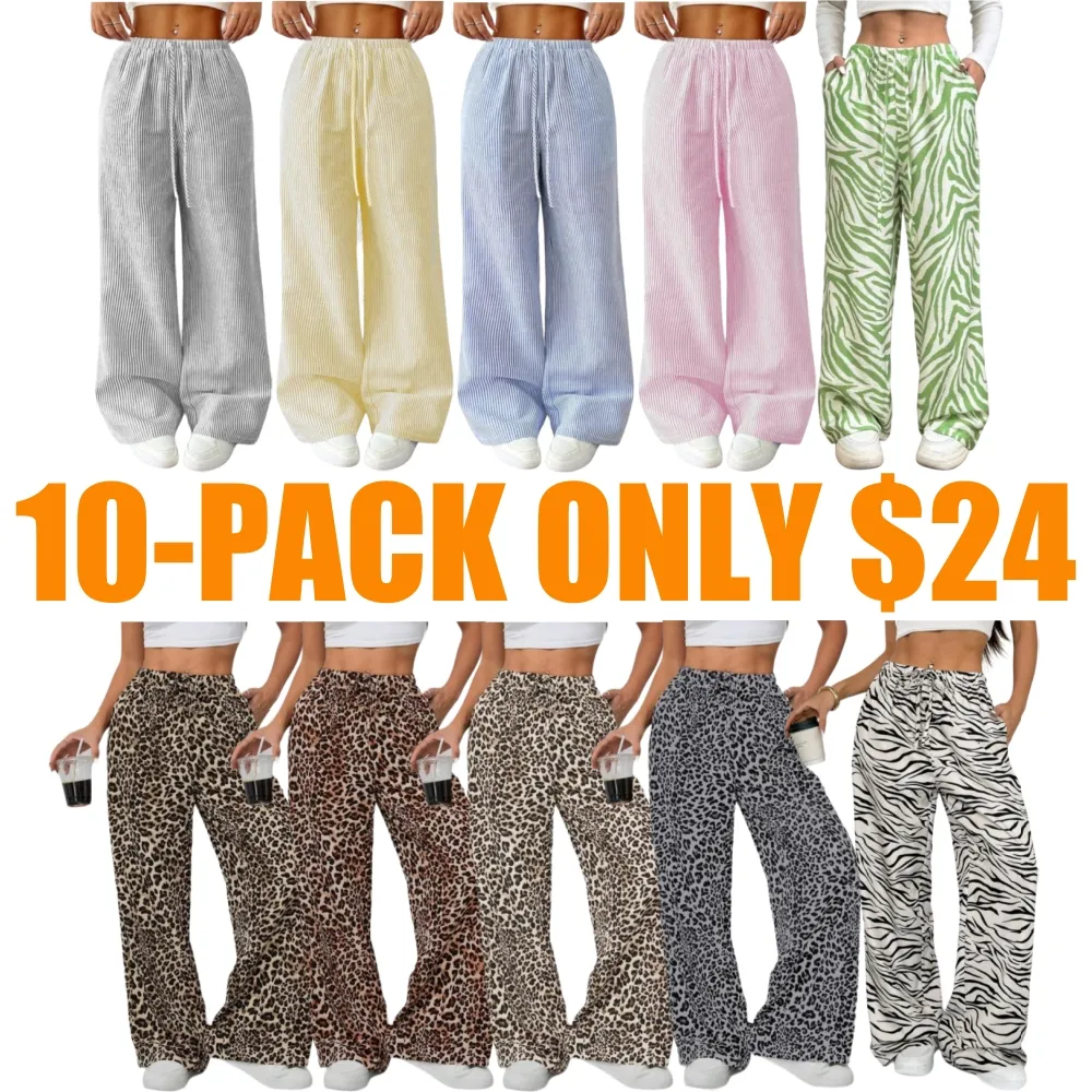 Women's Leopard Print Wide Leg Pants (Less than $3 each!)