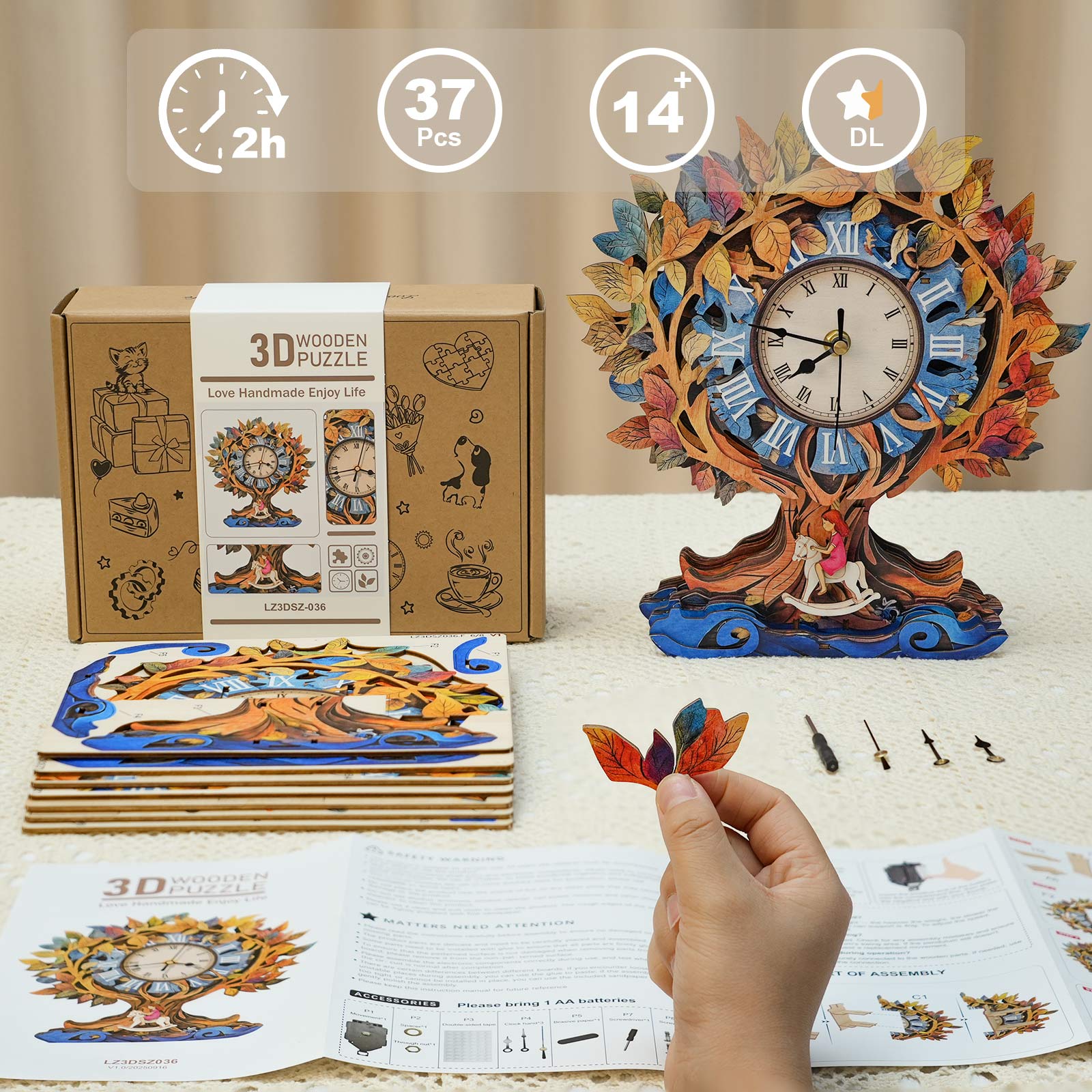 Tree of Life – DIY Wooden Clock, 3D Puzzle Craft Kit
