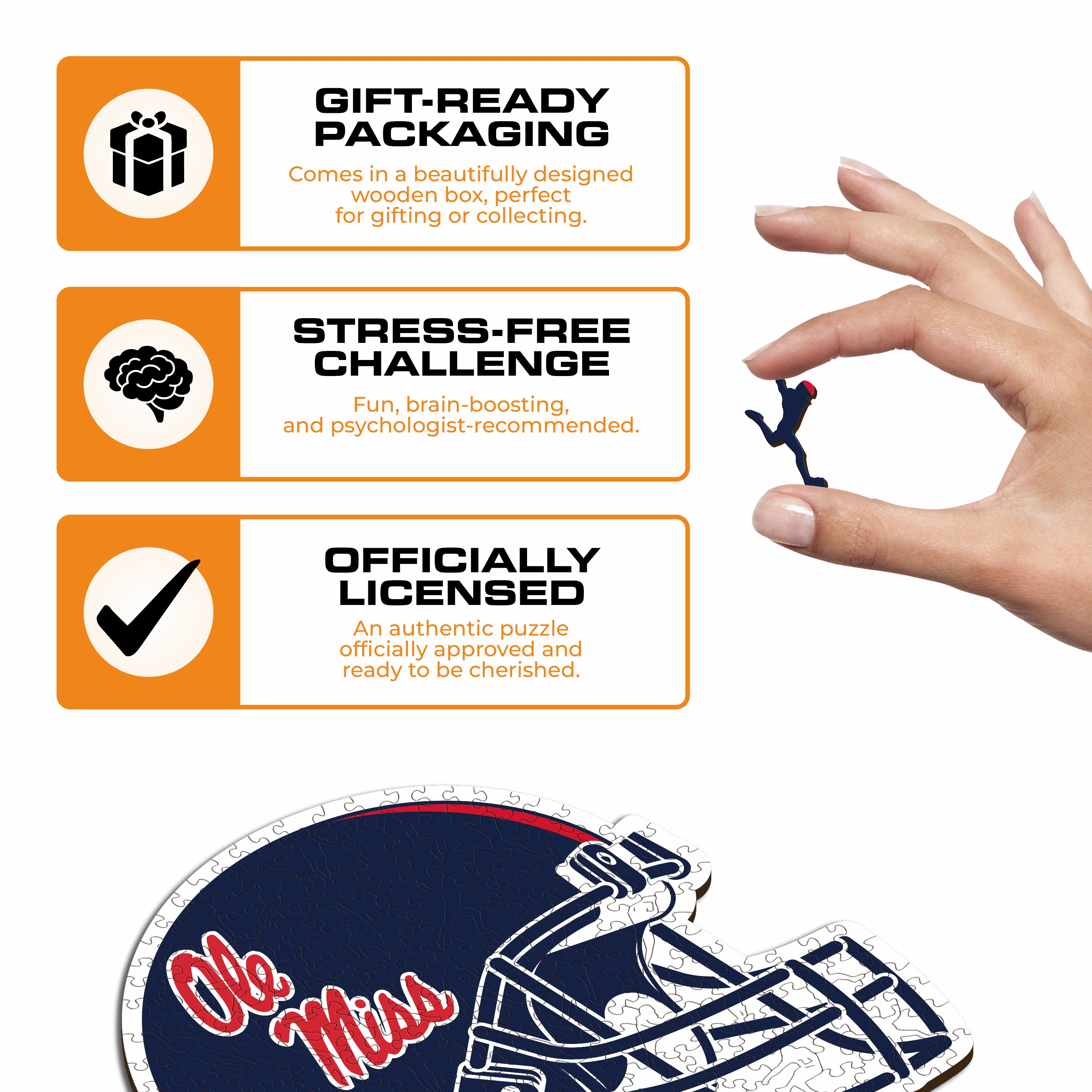 University of Mississippi Helmet - Wooden Puzzle