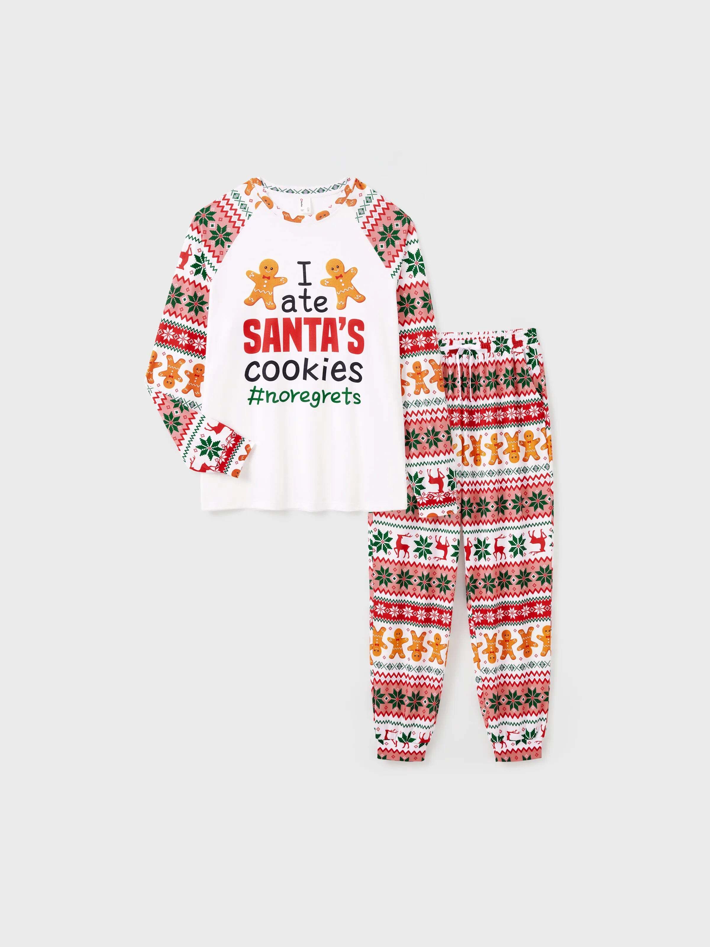 Christmas Pajamas Family Matching Santa's Cookies Gingerbread Man Pattern Pajamas Sets with Christmas Socks MultiColour